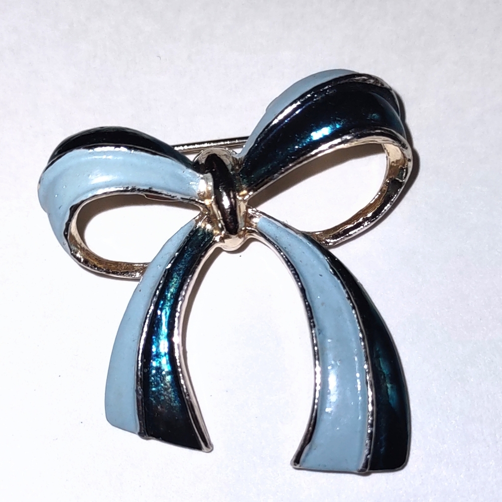Signed Gerry's Vintage Teal Blue Ribbon bow
